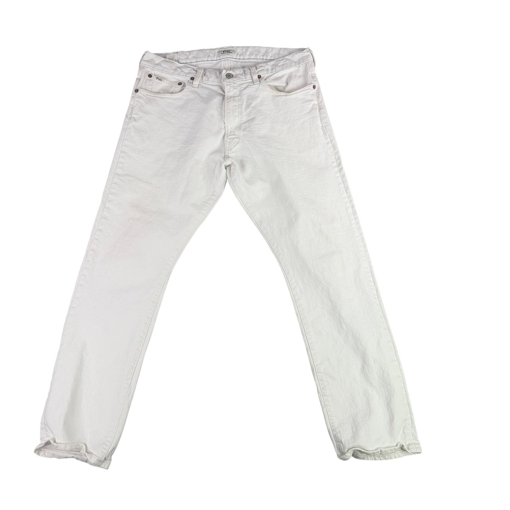 Polo Ralph Lauren Jeans Mens 34x30 White Varick Slim Straight Stretch Denim